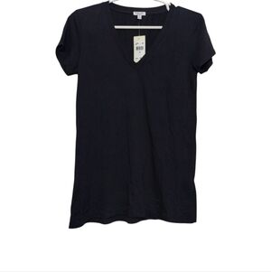 Splendid Kate V-Neck Tee Black Women's XS Minimalist Supima Cotton Modal Preppy